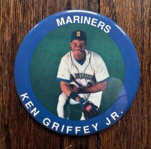 VINTAGE 1990 Ken Griffey Jr. Seattle Mariners MLB Baseball 3” Pinback Button